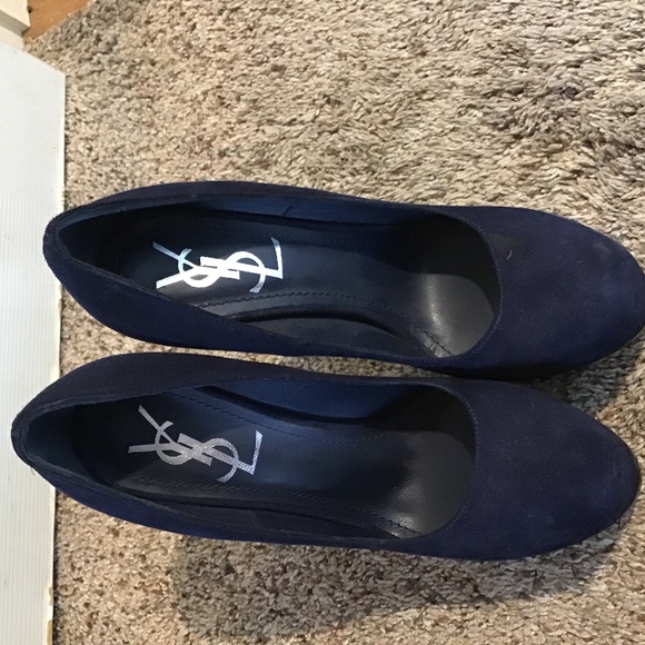 YSL blue suede Tribute Shoe - Picture 1 of 5